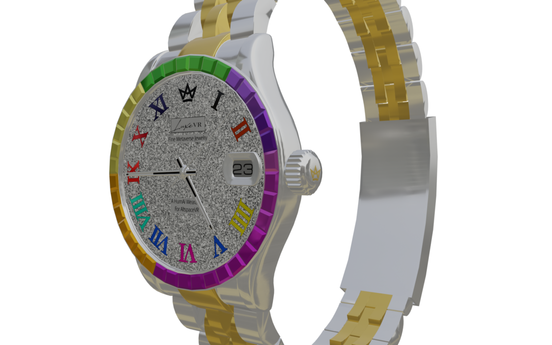 LuxeVR Thin Band Multi-Colored Sapphire Watch