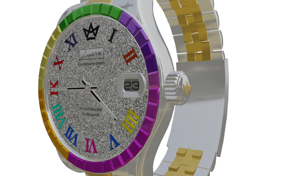 LuxeVR Thick Band Multi-Colored Sapphire Watch
